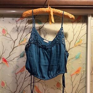 Free People Teal Lace Trim Women’s Top
